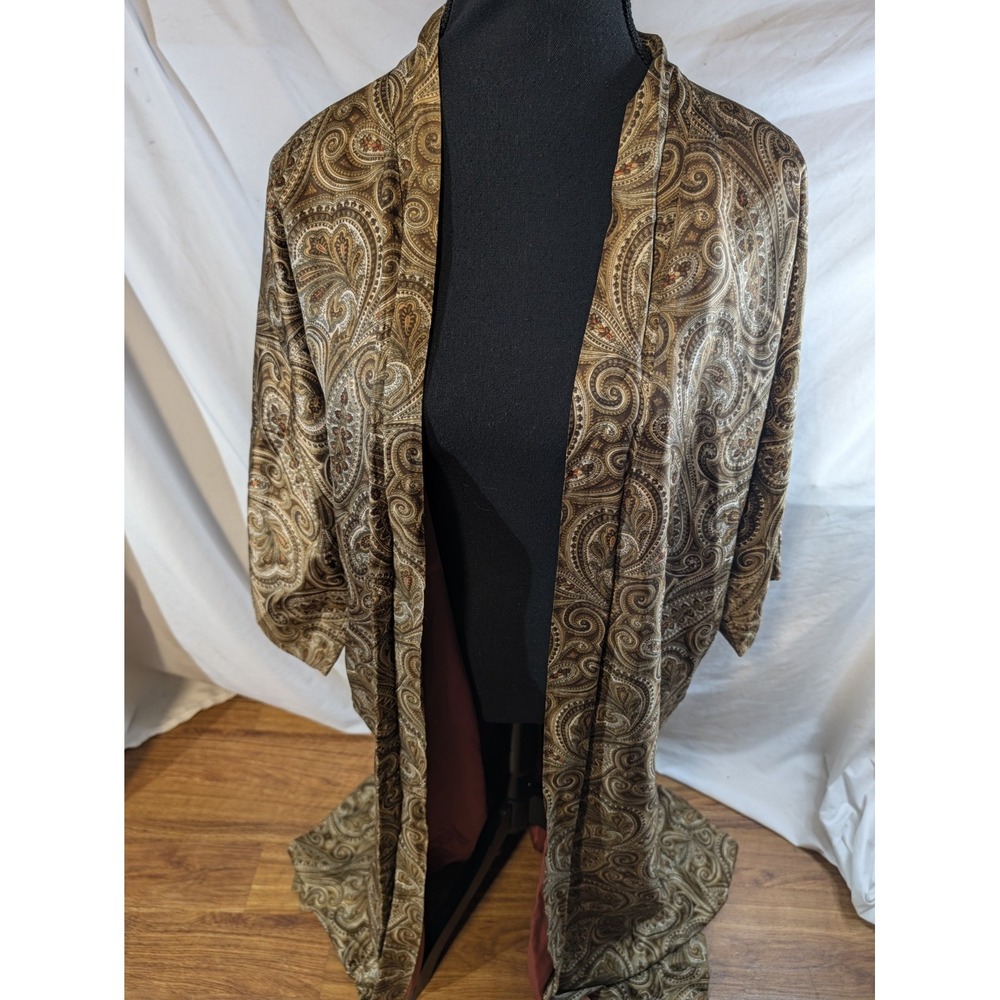 Christian Dior Vintage Paisley Robe M 100% Acetate Red Flaw